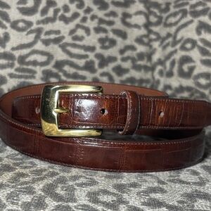 Vintage Canterbury brown croc embossed leather belt shiny brown leather belt 38